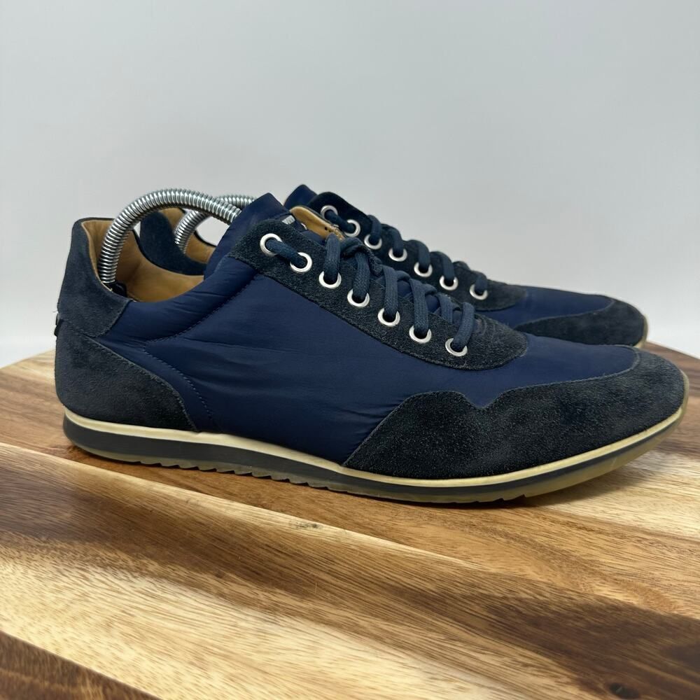 Magnanni “Jorge” Men’s 9.5 Navy Blue Suede Textile Lace Up Low Sneakers Shoes